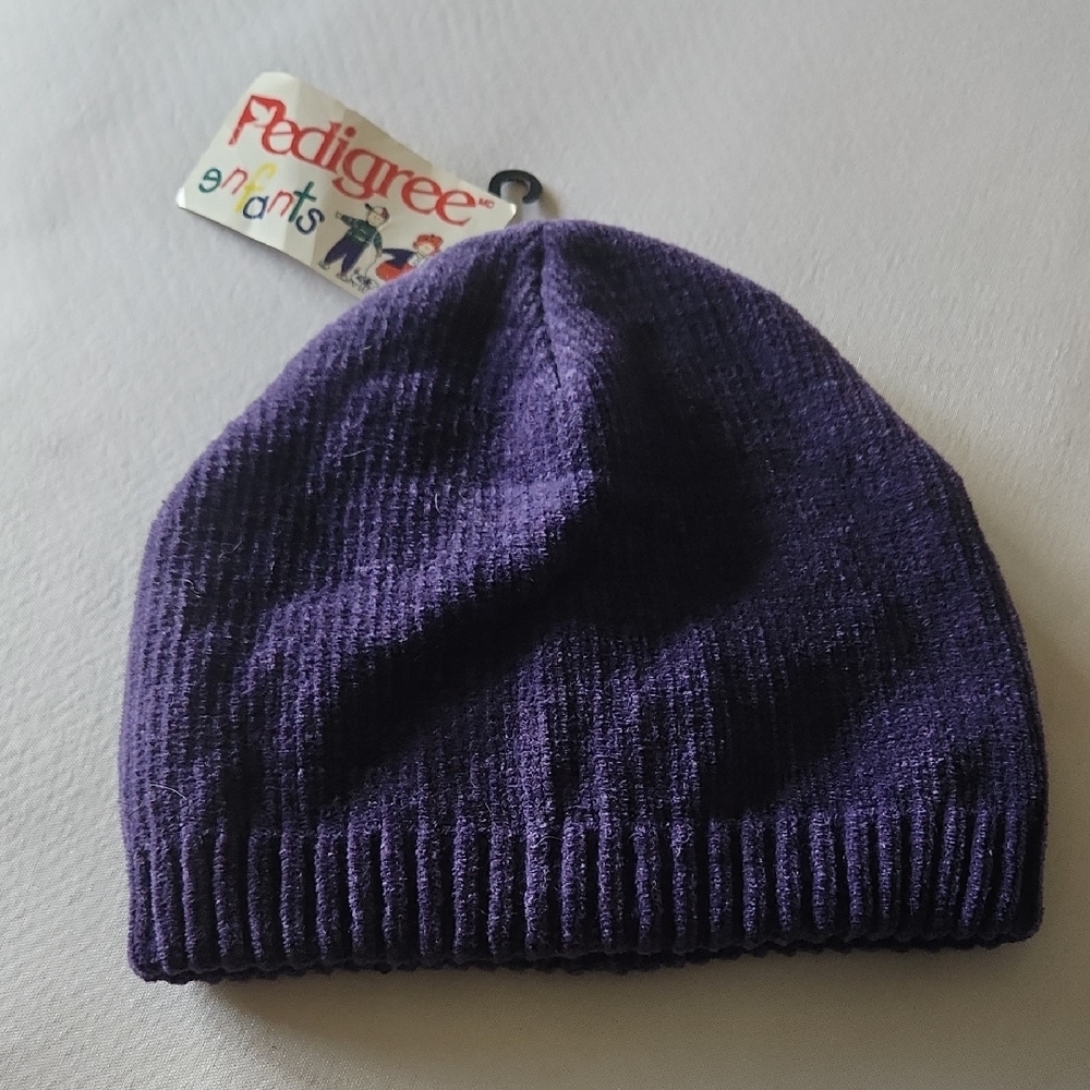 O19  Heavy knit Kids Purple Beanie Nwt
